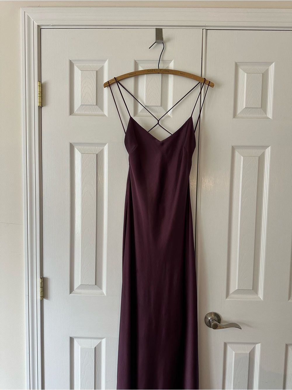 Zara Eggplant Slip Midi Dress with Strappy Cross Back
